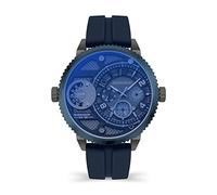 Police Ray PEWJQ2195240 Montre Multifonction pour Homme avec Cadran Gris Bronze et Bracelet en Silicone Bleu foncé, boîtier en Acier Inoxydable de 51 mm, Noir, Taille Unique, Sangle