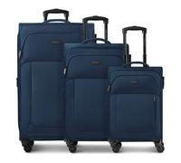 Police San Francisco 4 roues Set de valises 3 pièces avec soufflet d'extension bleu