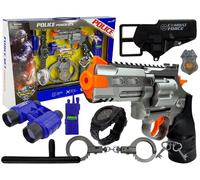 Police Set Pistolet Menottes Jumelles Sifflet Montre Insigne
