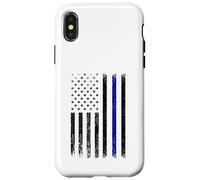 Police Thin Blue Line Flag USA American Patriotic Coque pour iPhone X/XS