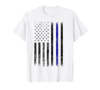 Police Thin Blue Line Flag USA American Patriotic T-Shirt