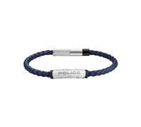 Police Warren Bracelet en cuir pour homme avec logo aile en acier inoxydable Bleu marine, taille unique, Cuir, Pas de gemme