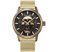 Police Raho Skull Mesh 3h Watch Doré Homme
