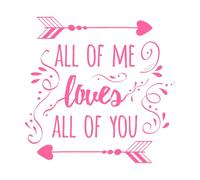 Polices Romantique À propos de l'amour Citations romantiques sur la famille Je vous aime tous de tout mon cœur Citations positives Peintures murales et stickers muraux en vinyle 67.2x68.8cm Rose