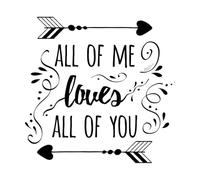 Polices Romantique À propos de l'amour Citations romantiques sur la famille Je vous aime tous de tout mon cœur Citations positives Peintures murales et stickers muraux en vinyle 54.6x55.9cm Noir