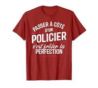 Policier Cadeau métier Drole Homme Policier T-Shirt, Homme, Canneberge, XL