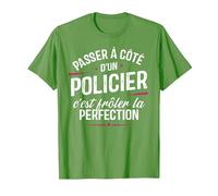 Policier Cadeau métier Drole Homme Policier T-Shirt, Homme, Herbe, XL