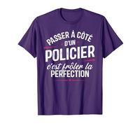 Policier Cadeau métier Drole Homme Policier T-Shirt, Homme, Violet, S