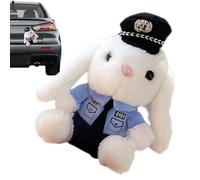 Policier empaillé - Pendentif lapin en peluche avec queue de voiture - Facile à monter - Ornement de dessin animé - Intérieur extérieur automobile - Décoration de coffre mignonne pour voitures et
