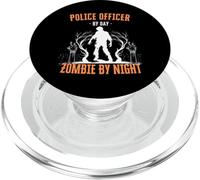 Policier Le Jour, Zombie la Nuit, Flic d'halloween drôle PopSockets PopGrip pour MagSafe