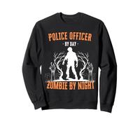 Policier Le Jour, Zombie la Nuit, Flic d'halloween drôle Sweatshirt