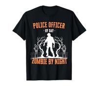 Policier Le Jour, Zombie la Nuit, Flic d'halloween drôle T-Shirt