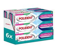 POLIDENT - Fixation Forte - Crème Adhésive pour Prothèse Dentaire - Fixation 12 Heures - Sans Zinc - Goût Mentholé - Lot de 6 x 40 g