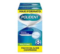 Polident Intensa Fraîcheur, Nettoyant quotidien pour prothèses dentaires avec agent antibactérien, lot de 2 x 108 comprimés