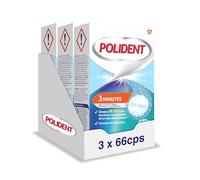 POLIDENT - Nettoyant 3 Minutes Pour Prothèses Dentaires Complètes ou Partielles - Action 4 en 1 - Elimine 99,9 % des Bactéries Responsables de la Mauvaise Haleine - Lot 3 x 66 Comprimés