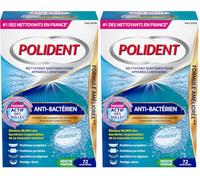 POLIDENT Nettoyant Antibactérien Pour Prothèses Dentaires Complètes ou Partielles - Elimine les Bactéries Responsables de la Mauvaise Haleine - 72 Comprimés (Lot de 2)