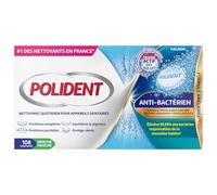 Polident Nettoyant antibactérien pour prothèses - Action 4 en 1 - Élimine 99,9% - 108 comprimés