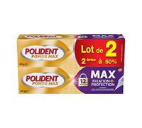 Polident Power Max Crème Fixative, Pour Prothèses Dentaires Partielles ou Complètes, Embout Précision - Lot de 2x40 g
