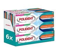 POLIDENT - Protection Gencives - Crème Adhésive pour Prothèse Dentaire - Fixation Toute la Journée - Aide à Protéger les Gencives des Irritations - Améliore le Confort - Goût Neutre - 6 x 40 g