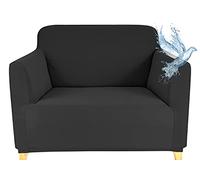 Poligino Housse Canape 1 Place (70-120 CM), Housse Canape Impermeable Extensible, Protege Canapes avec Accoudoirs - Gris foncé