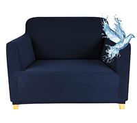 Poligino Housse Canape 1 Place (70-120 CM), Housse Canape Impermeable Extensible, Protege Canapes avec Accoudoirs - Bleu