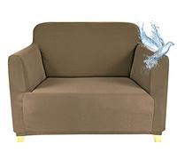 Poligino Housse Canape 1 Place (70-120 CM), Housse Canape Impermeable Extensible, Protege Canapes avec Accoudoirs - Marron Clair