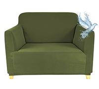 Poligino Housse Canape 1 Place (70-120 CM), Housse Canape Impermeable Extensible, Protege Canapes avec Accoudoirs - Vert