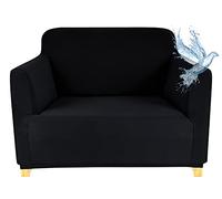 Poligino Housse Canape 1 Place, Housse Canape Impermeable Extensible, Protege Canapes avec Accoudoirs - Noir