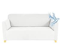 Poligino Housse Canape 2 Places (130-170 CM), Housse Canape Impermeable Extensible, Protege Canapes avec Accoudoirs - Blanc