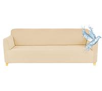 Poligino Housse Canape 2 Places (130-170 CM), Housse Canape Impermeable Extensible, Protege Canapes avec Accoudoirs - Beige