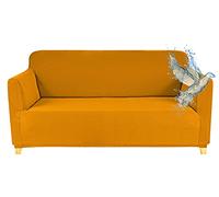 Poligino Housse Canape 2 Places (130-170 CM), Housse Canape Impermeable Extensible, Protege Canapes avec Accoudoirs - Jaune