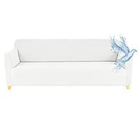 Poligino Housse Canape 3 Places (180-220 CM), Housse Canape Impermeable Extensible, Protege Canapes avec Accoudoirs - Blanc