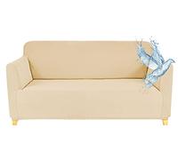Poligino Housse Canape 3 Places (180-220 CM), Housse Canape Impermeable Extensible, Protege Canapes avec Accoudoirs - Beige