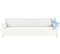 Poligino Housse Canape 4 Places (230-250 CM), Housse Canape Impermeable Extensible, Protege Canapes avec Accoudoirs - Blanc