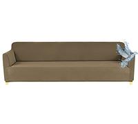 Poligino Housse Canape 4 Places (230-250 CM), Housse Canape Impermeable Extensible, Protege Canapes avec Accoudoirs - Marron Clair