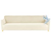 Poligino Housse Canape 4 Places (230-250 CM), Housse Canape Impermeable Extensible, Protege Canapes avec Accoudoirs - Ivoire