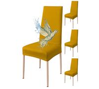 Poligino Housse de Chaise 4 pièces Imperméables, Housse de Chaise Salle à Manger, Housse Chaise Extensible, Universel, Facile à Installer, Facile à Nettoyer (Jaune,4 pièces)