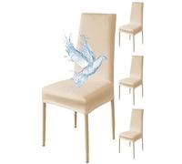 Poligino Housse de Chaise 4 pièces Imperméables, Housse de Chaise Salle à Manger, Housse Chaise Extensible, Universel, Facile à Installer, Facile à Nettoyer (Beige,4 pièces)