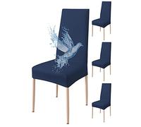 Poligino Housse de Chaise 4 pièces Imperméables, Housse de Chaise Salle à Manger, Housse Chaise Extensible, Universel, Facile à Installer, Facile à Nettoyer (Bleu,4 pièces)