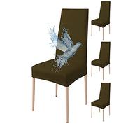 Poligino Housse de Chaise 4 pièces Imperméables, Housse de Chaise Salle à Manger, Housse Chaise Extensible, Universel, Facile à Installer, Facile à Nettoyer (Marron,4 pièces)