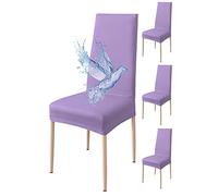 Poligino Housse de Chaise 4 pièces Imperméables, Housse de Chaise Salle à Manger, Housse Chaise Extensible, Universel, Facile à Installer, Facile à Nettoyer (Lilas,4 pièces)