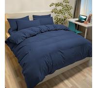 Poligino Housse de Couette 135x200 cm avec 1 Taies Oreiller 50x80 cm - Bleu - Parure Lit 1 Personnes Microfibre