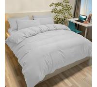 Poligino Housse de Couette 220x240 avec 2 Taies Oreiller 50x80 cm - Gris Clair - Parure Lit 2 Personnes 240x220 cm Microfibre - Oeko TEX - Confortable, Doux, Haute Qualité et Anti-Allergique