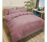 Poligino Housse de Couette 240x260 cm avec 2 Taies Oreiller 65x65 cm - Rose foncé - Parure Lit 2 Personnes Microfibre