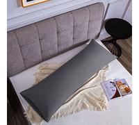 Poligino Lot de 1 housse de coussin, 100% coton, 45 x 150 cm, 1 pièce, taie d'oreiller en jersey super doux de qualité supérieure, gris foncé