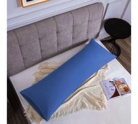 Poligino Lot de 1 housse de coussin, 100% coton, 45 x 150 cm, 1 pièce, taie d'oreiller en jersey super doux de qualité supérieure, bleu