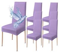 Poligino Lot de 6 Housses de Chaise Extensibles | Anti-Tache, Anti-Griffes, Lavable en Machine| Tissu Premium Certifié Oeko-TEX | Idéales Salle à Manger et Salon | Lilas