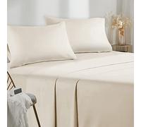 Poligino Parure De Lit 120x190/200 3 Pièces en Microfibre - Drap Housse 120x200 cm - Drap Plat 1 Personne 180x280 cm - 1 Taie d'oreiller 50x80 - Haute Qualité -Beige