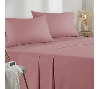 Poligino Parure De Lit 120x190/200 3 Pièces en Microfibre - Drap Housse 120x200 cm - Drap Plat 1 Personne 180x280 cm - 1 Taie d'oreiller 50x80 - Haute Qualité -Rose foncé