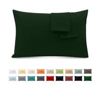 Poligino Taie Oreiller 100% Coton 40x70 cm 2 PCS, Taie d'oreiller Rectangulaire Puro Coton Jersey 120GSM - Housse de Coussin Résistant et Hypoallergénique Forêt Verte